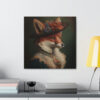 Victorian Lady Fox Vintage Antique Retro Canvas Wall Art - This Art Print Makes the Perfect Decor Gift for any Nature Lover.
