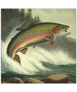 Trout Vintage Antique Retro Canvas Wall Art – This Art Print Makes the Perfect Gift for any Nature Lover. Uplifting Decor