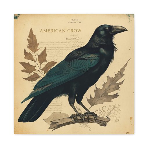 Crow Vintage Antique Retro Canvas Wall Art – This Art Print Makes the Perfect Gift for any Nature Lover. Uplifting Decor.