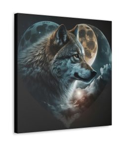 Whimsical Wolf Heart Vintage Antique Retro Canvas Wall Art – This Art Print Makes the Perfect Gift. Fit’s just about any de