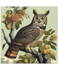 Great Horned Owl Vintage Antique Retro Canvas Wall Art – This Art Print Makes the Perfect Gift for any Nature Lover. Decor You Can Love