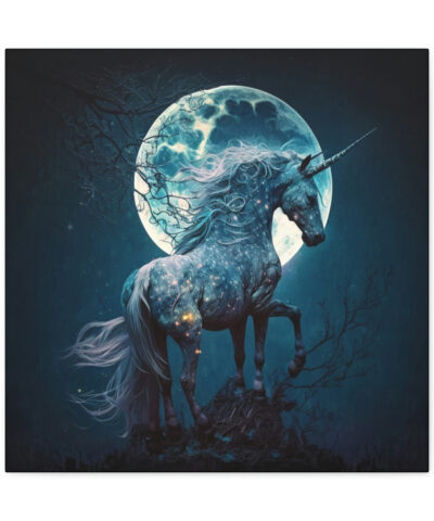 Whimsical Unicorn Moon Vintage Antique Retro Canvas Wall Art – This Art Print Makes the Perfect Gift. Fit’s just about any decor.