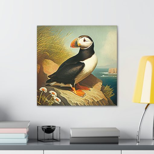 Puffin Vintage Antique Retro Canvas Wall Art – This Art Print Makes the Perfect Gift for any Nature Lover. Uplifting Decor.