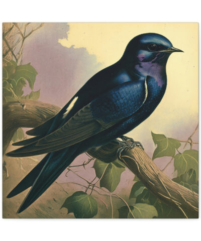 Purple Martin Vintage Antique Retro Canvas Wall Art – This Art Print Makes the Perfect Gift for any Nature Lover. Uplifting Decor.