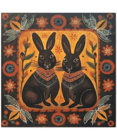 75773 21 400x480 - Rustic Folk Bunny Couple Canvas Gallery Wraps - Perfect Gift for Your Country Farm Friends