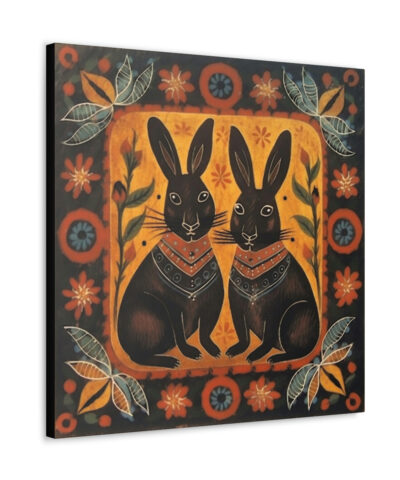 75773 22 400x480 - Rustic Folk Bunny Couple Canvas Gallery Wraps - Perfect Gift for Your Country Farm Friends