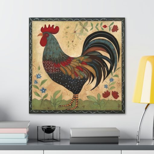 Rustic Folk Rooster Canvas Gallery Wraps – Perfect Gift for Your Country Farm Friends