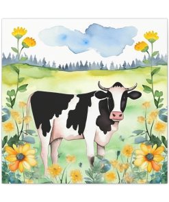 Rustic Folk Art Holstein Cow in Field Canvas Gallery Wraps – Perfect Gift for Your Country Farm Friends
