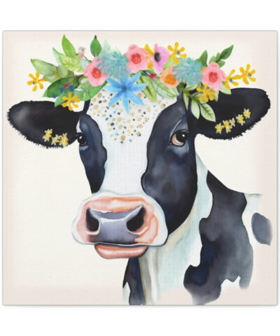 75773 84 400x480 - Rustic Folk Art Holstein Cow Portrait Canvas Gallery Wraps - Perfect Gift for Your Country Farm Friends