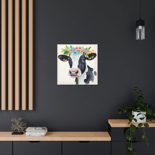 Rustic Folk Art Holstein Cow Portrait Canvas Gallery Wraps – Perfect Gift for Your Country Farm Friends