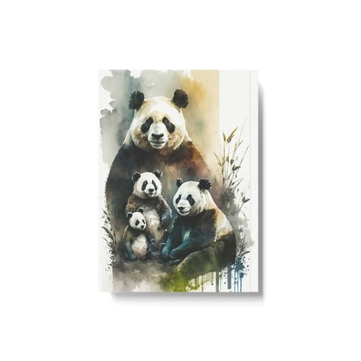 Watercolor Panda Bear Family Hard Backed Journal