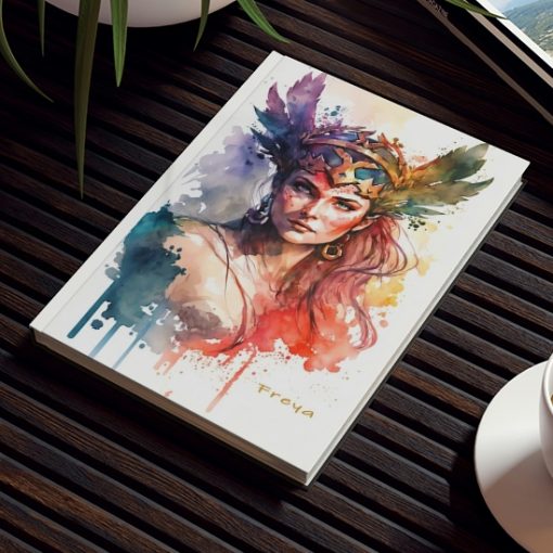 Freya the Goddess Notebook – Watercolor Portrait – Hard Backed Journal