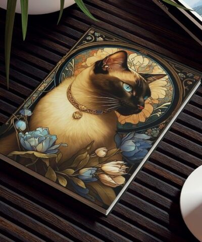 76903 203 e1679737363657 400x480 - Siamese Cat Notebook - Stained Glass Window - Cat Inspirations - Hard Backed Journal