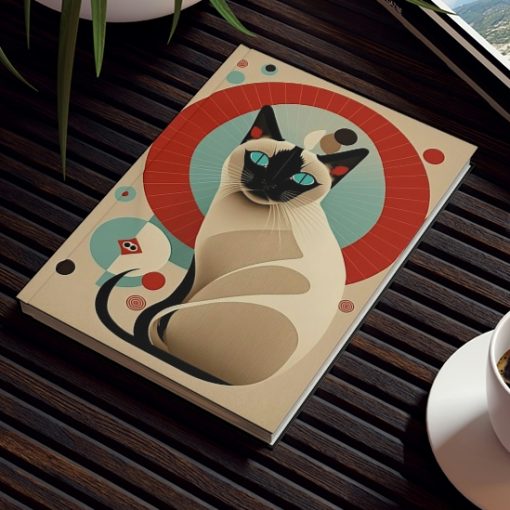 Siamese Cat Notebook – Modern – Cat Inspirations – Hard Backed Journal