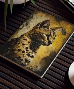 Savannah Cat Notebook – Grunge Portrait – Cat Inspirations – Hard Backed Journal
