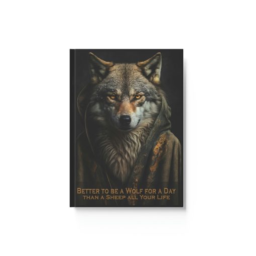 Wolf Inspirational Quotes – Better to Be a Wolf for a Day Than a Sheep All Your Life – Hard Backed Journal