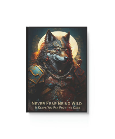Wolf Inspirational Quotes – Never Fear Being Wild – It Keeps You From the Cage – Hard Backed Journal