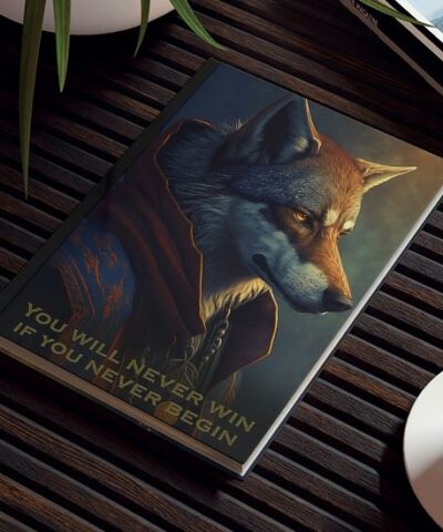 76903 751 e1679829801556 400x480 - Wolf Inspirations - You Will Never Win if You Never Begin - Hard Backed Journal
