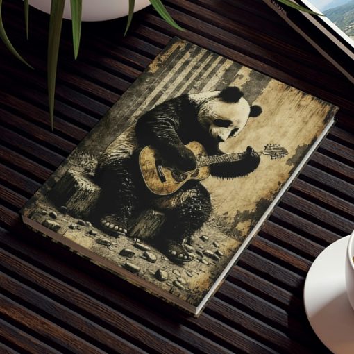 Folk Guitar Panda Bear Hard Backed Journal