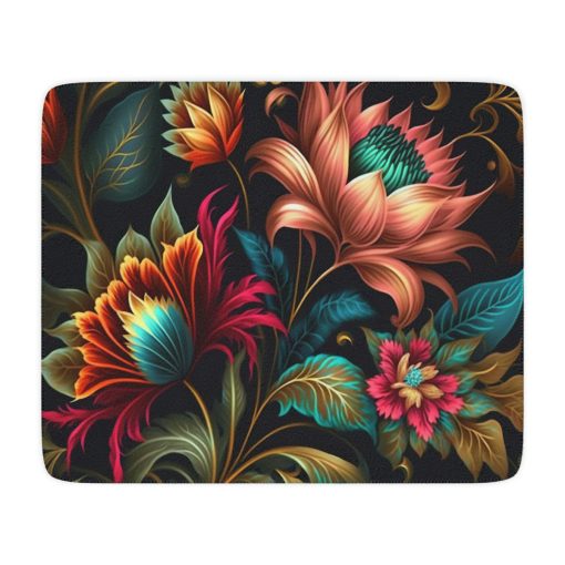 Sherpa Blanket – Boho Modern Brilliant Floral Design Tan Sherpa Blanket