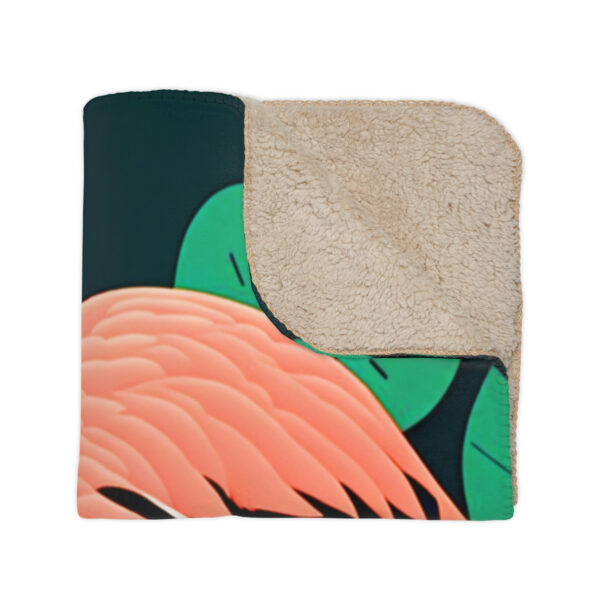 Sherpa Blanket – Mid-Century Modern Pink Flamingos Tan Sherpa Blanket