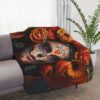 Sherpa Blanket - Day of the Dead Painted Face Tan Sherpa Blanket