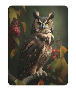 Sherpa Blanket – Great Horned Owl Tan Sherpa Blanket