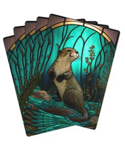 Stained Glass Otter Lake Poker Playing Cards
