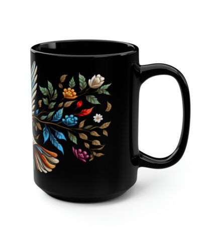 Boho Bohemian Peace Dove Floral 15 oz Coffee Mug | Goblincore Appeal