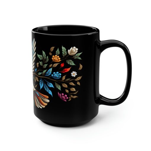 Boho Bohemian Peace Dove Floral 15 oz Coffee Mug | Goblincore Appeal