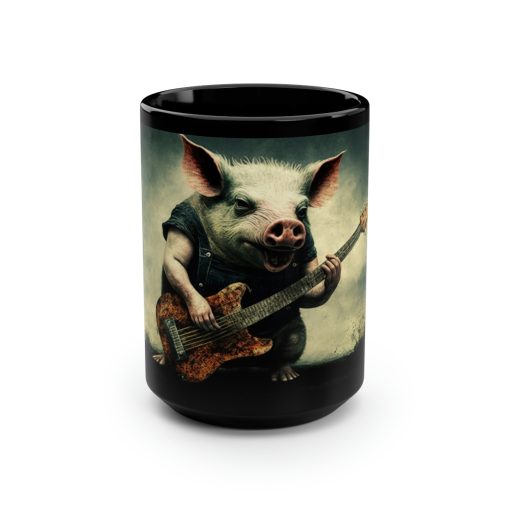Vintage Pig Hog Playing Guitar – 15 oz Coffee Mug