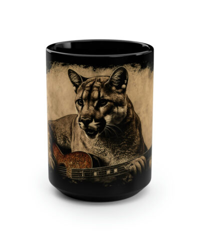 88132 1035 400x480 - Mountain Lion Puma Cougar Playing Guitar - 15 oz Coffee Mug
