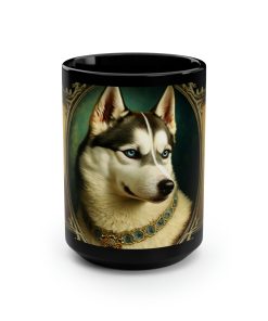 Vintage Victorian Siberian Husky Portrait – 15 oz Coffee Mug