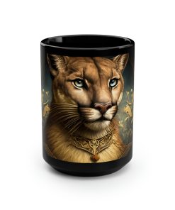 Vintage Victorian Cougar Puma Mountain Lion Portrait – 15 oz Coffee Mug