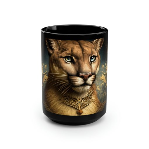 Vintage Victorian Cougar Puma Mountain Lion Portrait – 15 oz Coffee Mug