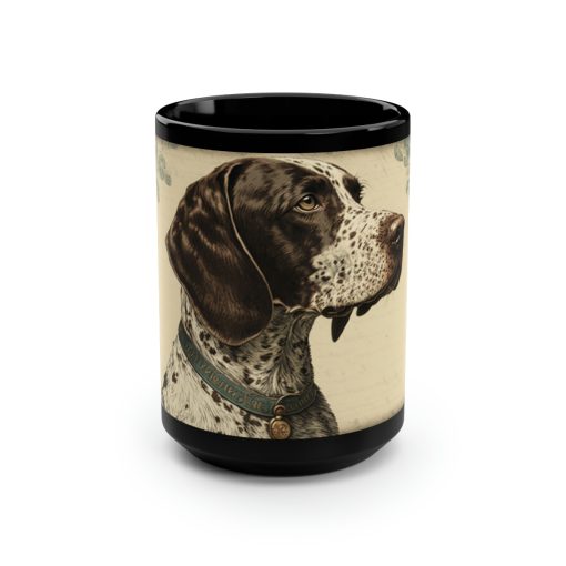Vintage Victorian German Shorthaired Pointer Floral Portrait – 15 oz Coffee Mug