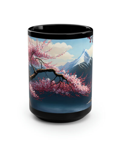 88132 1224 400x480 - Cherry Blossoms Mountain Scene - 15 oz Coffee Mug