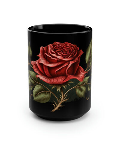 Single Rose Vintage Print – 15 oz Coffee Mug