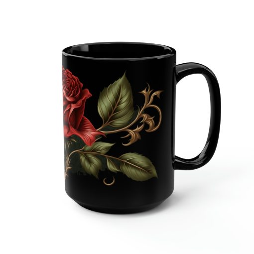 Single Rose Vintage Print – 15 oz Coffee Mug