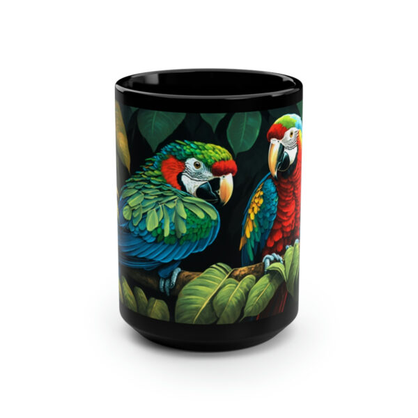 Two Amazon Parrots Sitting on a Branch in the Jungle – 15 oz Coffee Mug