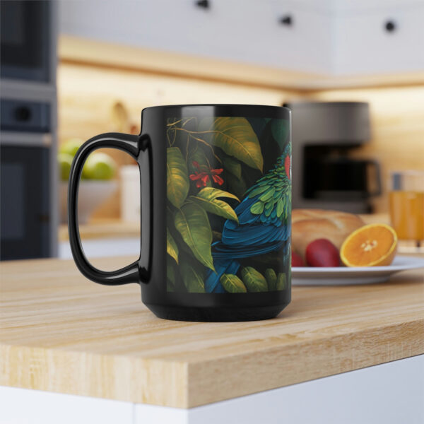 Two Amazon Parrots Sitting on a Branch in the Jungle – 15 oz Coffee Mug