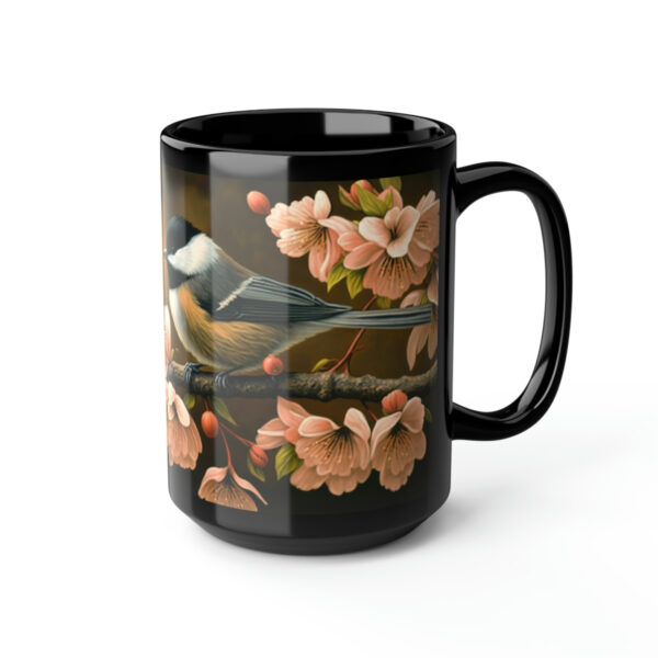 Pair of Chickadees on a Flowering Crabapple Tree – 15 oz Coffee Mug