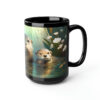 Vintage Otter Family - Black 15 oz Blck Coffee Mug