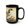 Vintage Canadian Geese Family - Goose and Gosslings - Black 15 oz Blck Coffee Mug