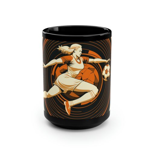 Mid-Century Modern Woman’s Soccer Player 15 oz Coffee Mug Gift | Art Deco Retro Style