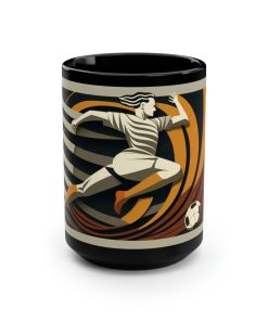 Mid-Century Modern Soccer Player 15 oz Coffee Mug Gift | Art Deco Retro Style