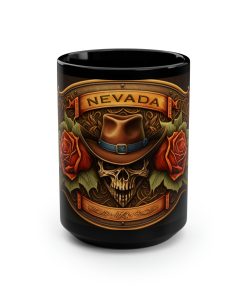 Western Cowboy Leatherwork Nevada Skull 15 oz Coffee Mug Gift