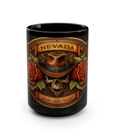 88132 1584 400x480 - Western Cowboy Leatherwork Nevada Skull 15 oz Coffee Mug Gift