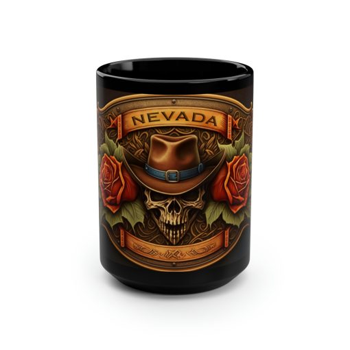 Western Cowboy Leatherwork Nevada Skull 15 oz Coffee Mug Gift