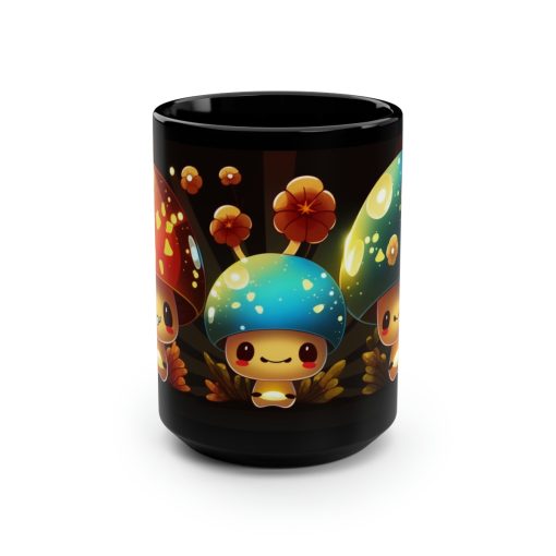 Kawaii Style Magic Mushrooms 15 oz Coffee Mug perfect for the mushrooming fan or as a birthday gift for nature lovers